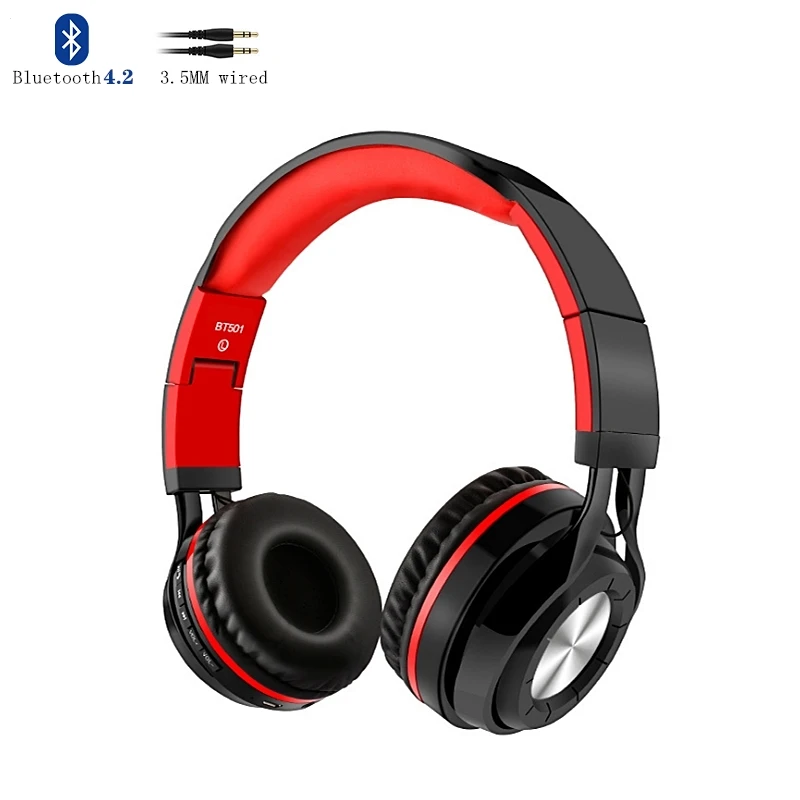 LVcards Беспроводная/Проводная гарнитура складные наушники в наушниках(Bluetooth 4,1 наушники Поддержка TF карты) спортивные наушники B1-01 - Цвет: Bluetooth4.2-Wired