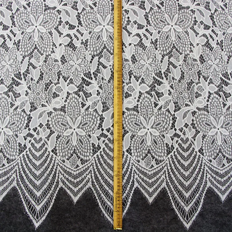 3 meters length and 150cm width White / Black Exquisite Eyelash Lace Trim Floral Fabric for DIY Dress Clothing Accessories | Дом и сад