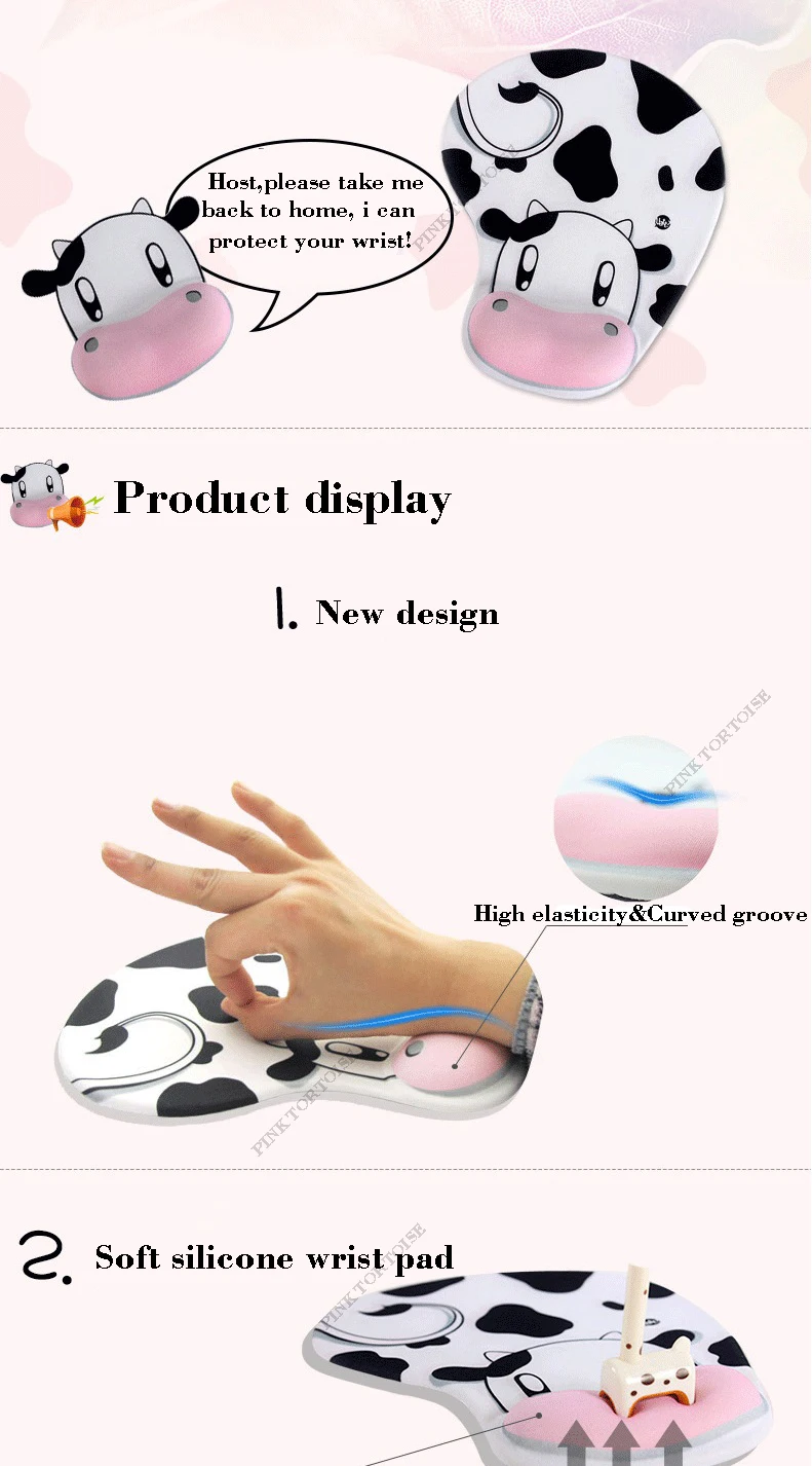 Wholesale Anime cute milk cow mouse Pad Soft Silicon Gel Mouse pad Gaming carton cow Mouse Mat