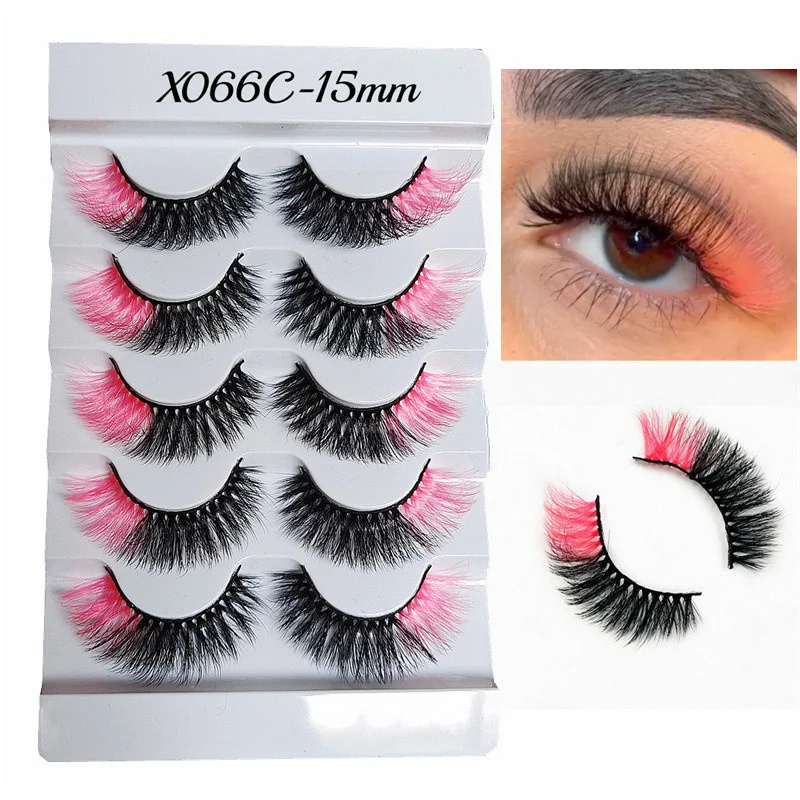 

NEW Rainbow Colored Faux Mink Eyelashes 15-25mm Butterfly Lashes Fluffy Messy 3D False Eyelashes Dramatic Long Natural Lashes