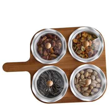 

Ceramic Fruit Dessert Storage Plate Bamboo Wooden Tray Creative Multi-Grid Dessert Plate Multifunctional Food Assortment Snack D