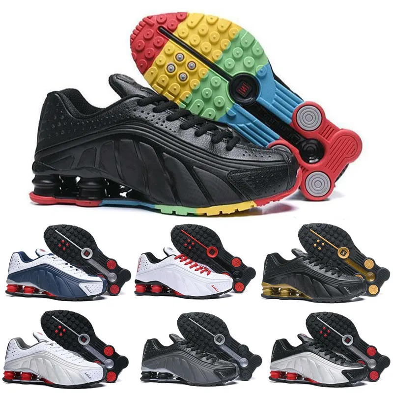 Новинка, мужские дизайнерские кроссовки Shox R4, мужские кожаные кроссовки с подушкой, высокое качество, уличные кроссовки, лучшие спортивные кроссовки