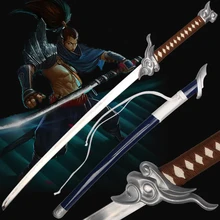 Катана для игры Лига Легенд Ясуо непростенного меч деревянные ножны стальное лезвие аниме опора косплей подарок