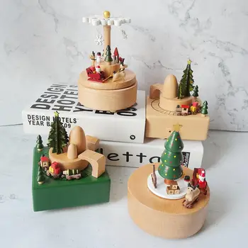 

Wooden Musical Box With ON/OFF Switch Christmas Decoration Train Music Box For New Year Party Holiday Gift
