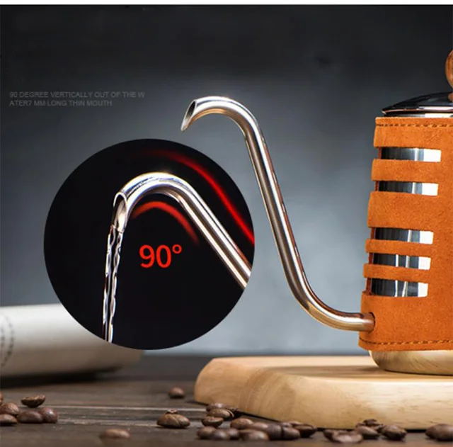 Stainless Steel Pour Over Coffee Kettle - 300ML, With Glass Lid & Heat-Resistant Handle, Portable For Italian Coffee, Tea, Milk