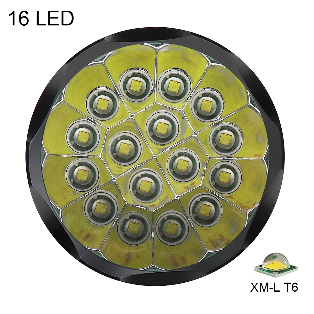 SecurityIng Super Bright 16x XM-L T6 LED 7200Lumens Flashlight Torch with 6 Modes Light Support USB charging for Outdoor