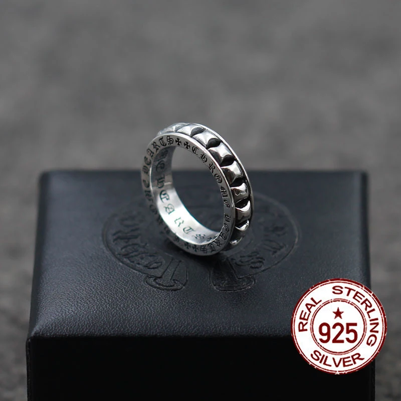 

S925 sterling silver men's ring new punk personality retro style simple and elegant fashion modeling boutique jewelry send lover