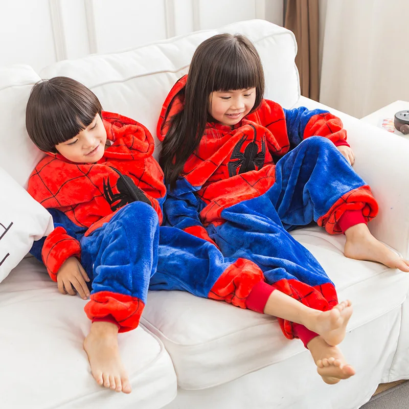 Пижамы для мальчиков и девочек; Новинка; Детские пижамы унисекс с человеком-пауком, миньонами, Пикачу; детская пижама для костюмированной вечеринки с животными из мультфильмов; одежда для сна с капюшоном
