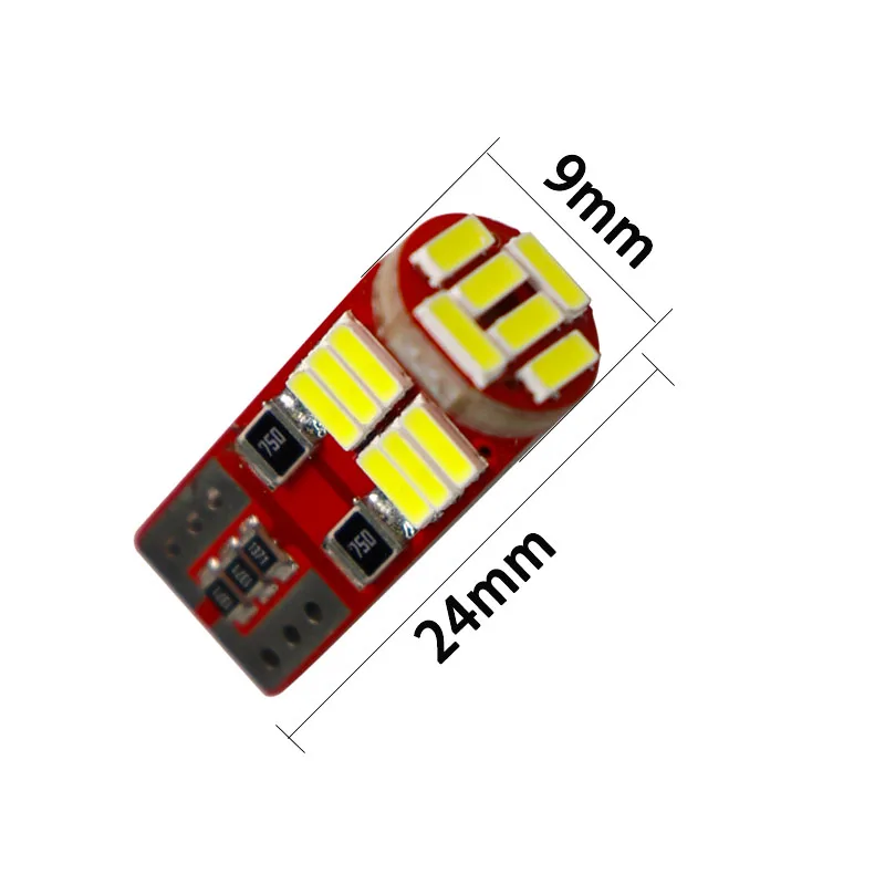 100 шт. Освещение номерного знака автомобиля T10 18 SMD 4014 без полярного 1,2 Вт 168 W5W сигнальная лампа парковочный номер лампы белый красный розовый 12 В
