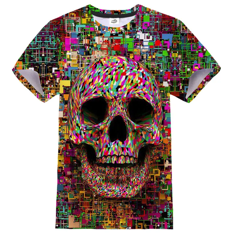 Футболка унисекс в стиле хип-хоп с 3D-принтом черепа | Мужская одежда