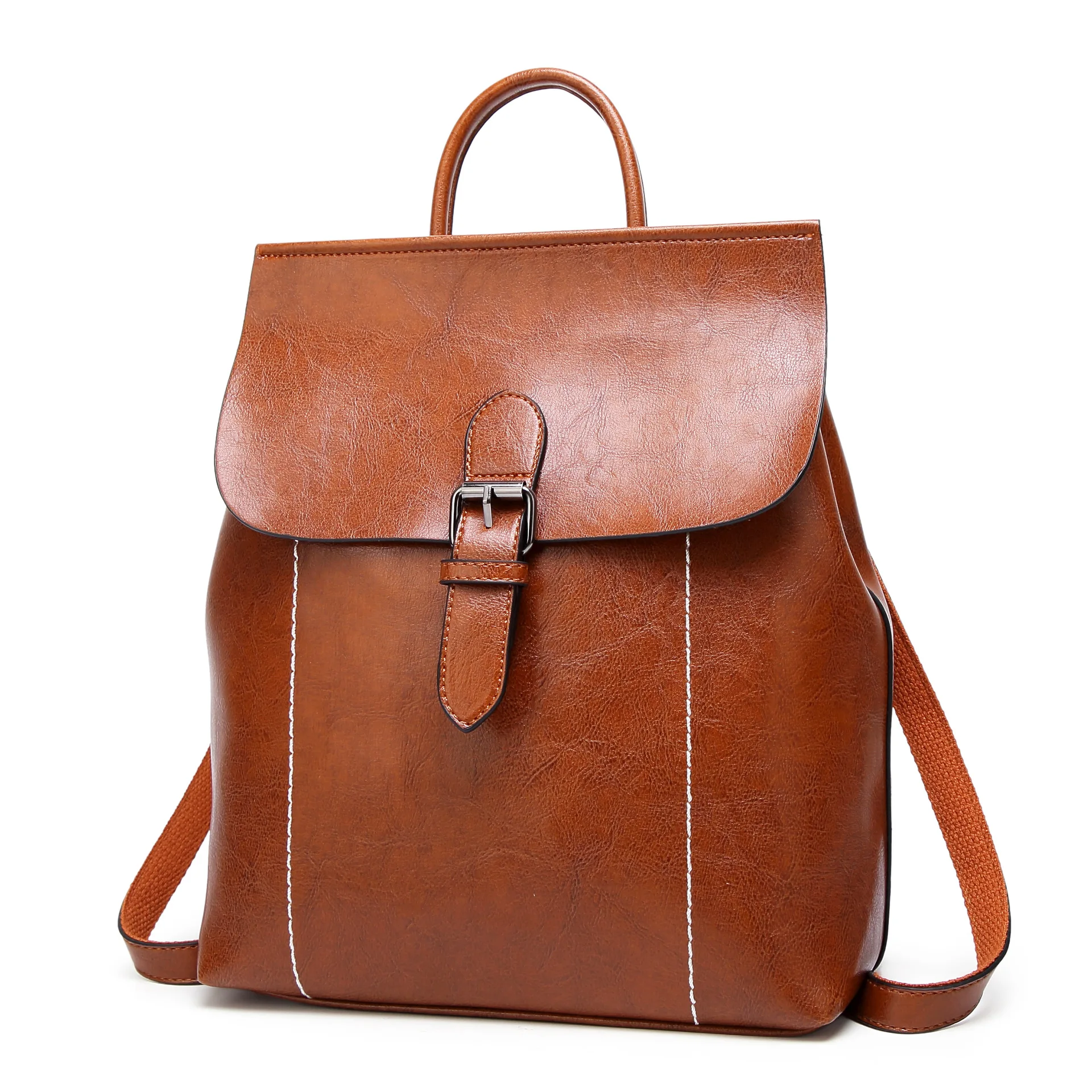 

2020 Autumn New Style Korean-style Oil Wax Soft Leather Backpack Multi-functional Fashion WOMEN'S Bag Backpack