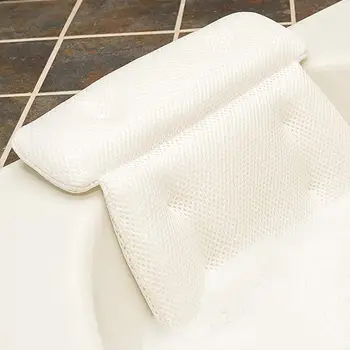 

Hot Sale Women Men Ergonomic Bath Cushion 3D Air Mesh Washable SPA Relax Bathtub Pillow Soft Anti-bacterial Suction Cup Neck