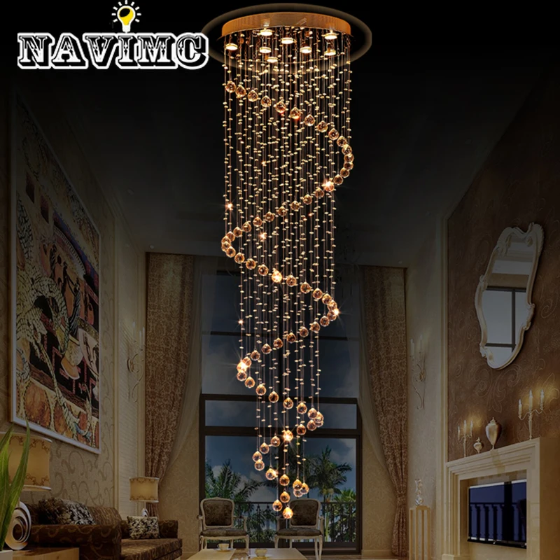 

9 Modern Crystal LED Pendant Lights Stair villa living room lamp Rotating crystal Pendant Lights Luxury lighting
