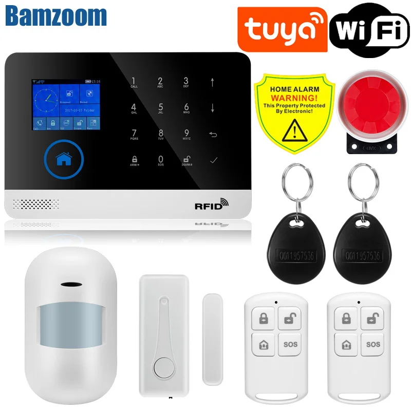 Tuya Wifi GSM Alarm System Wireless Detectors Alarm Smart Home APP Control English/Russian/Spanish/France/Italian ring alarm hub plus keypad Alarms & Sensors