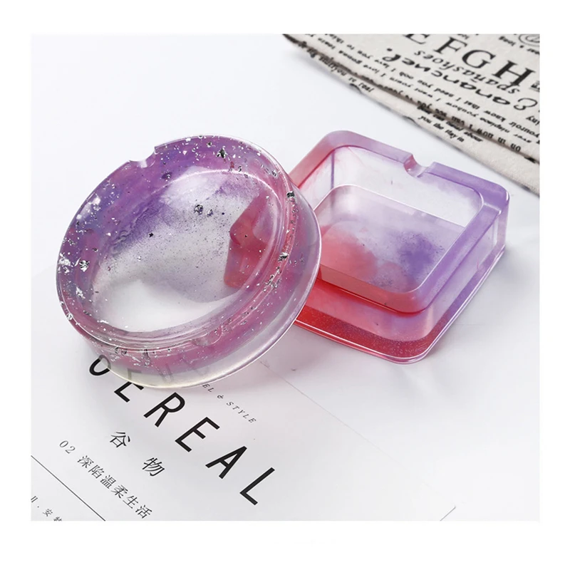 2019 Новая прозрачная силиконовая круглая квадратная форма пепельницы DIY из