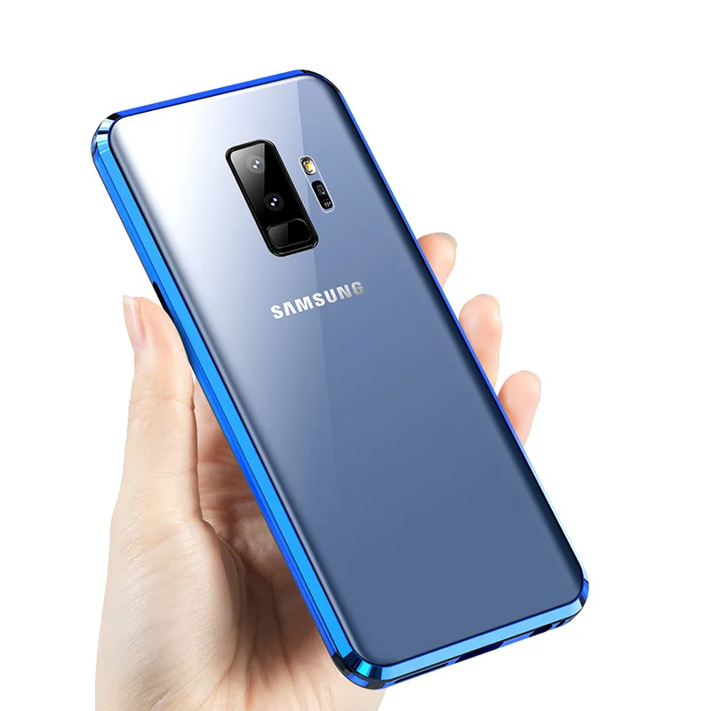 Металлический магнитный чехол из закаленного стекла для телефона для samsung Galaxy S10 Plus S8 S9 Note 8 9 10 Plus Магнитный чехол