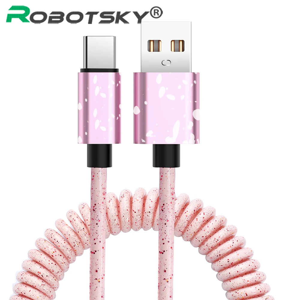 Пружинный usb кабель 3A Micro USB type c для huawei P30 P20 P10 Lite гибкий Выдвижной зарядный шнур usb C кабель для быстрой зарядки