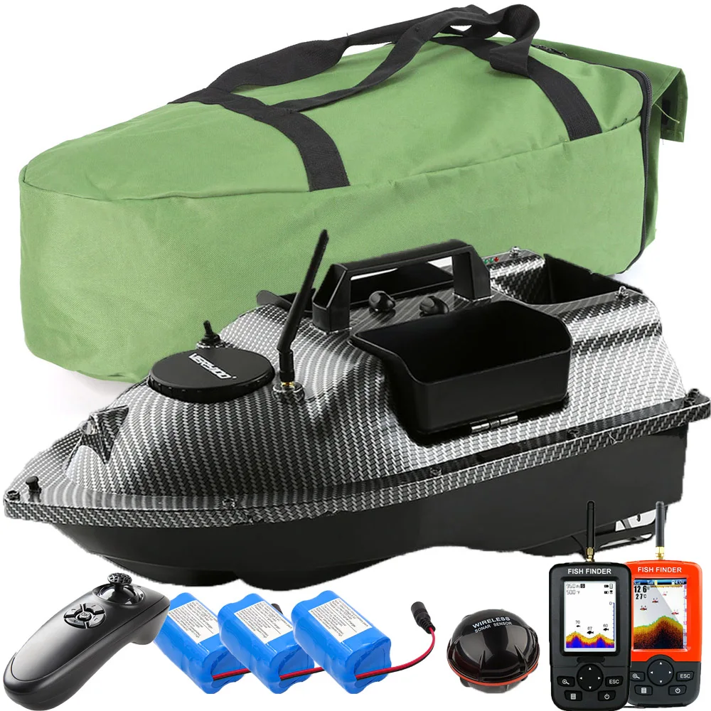 Review 500M Carbon GPS Fishing Bait Boat With Bottom Sink hopper and catapult hopper Carp Fishing Boat LCD GPS Fishfinder Carrybag