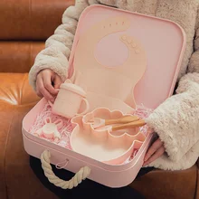 Vaisselle d'alimentation en Silicone pour bébé, boîte exquise, ensembles d'apprentissage, repas pour bébé, tasses, assiettes, cadeau pour enfants 
