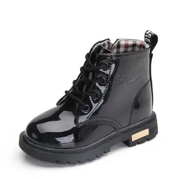 

ZE11-4 Girls Leather Boots Boys Shoes Spring Autumn PU Leather Children Boots Fashion Toddler Kids Boots Warm Winter Boots