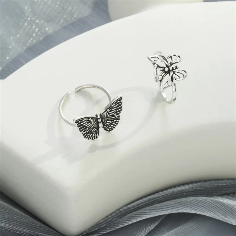 2021 Harajuku Gothic Vintage Hollow Butterfly Rings For Women Adjustable Rings Wedding Party Statement Jewelry