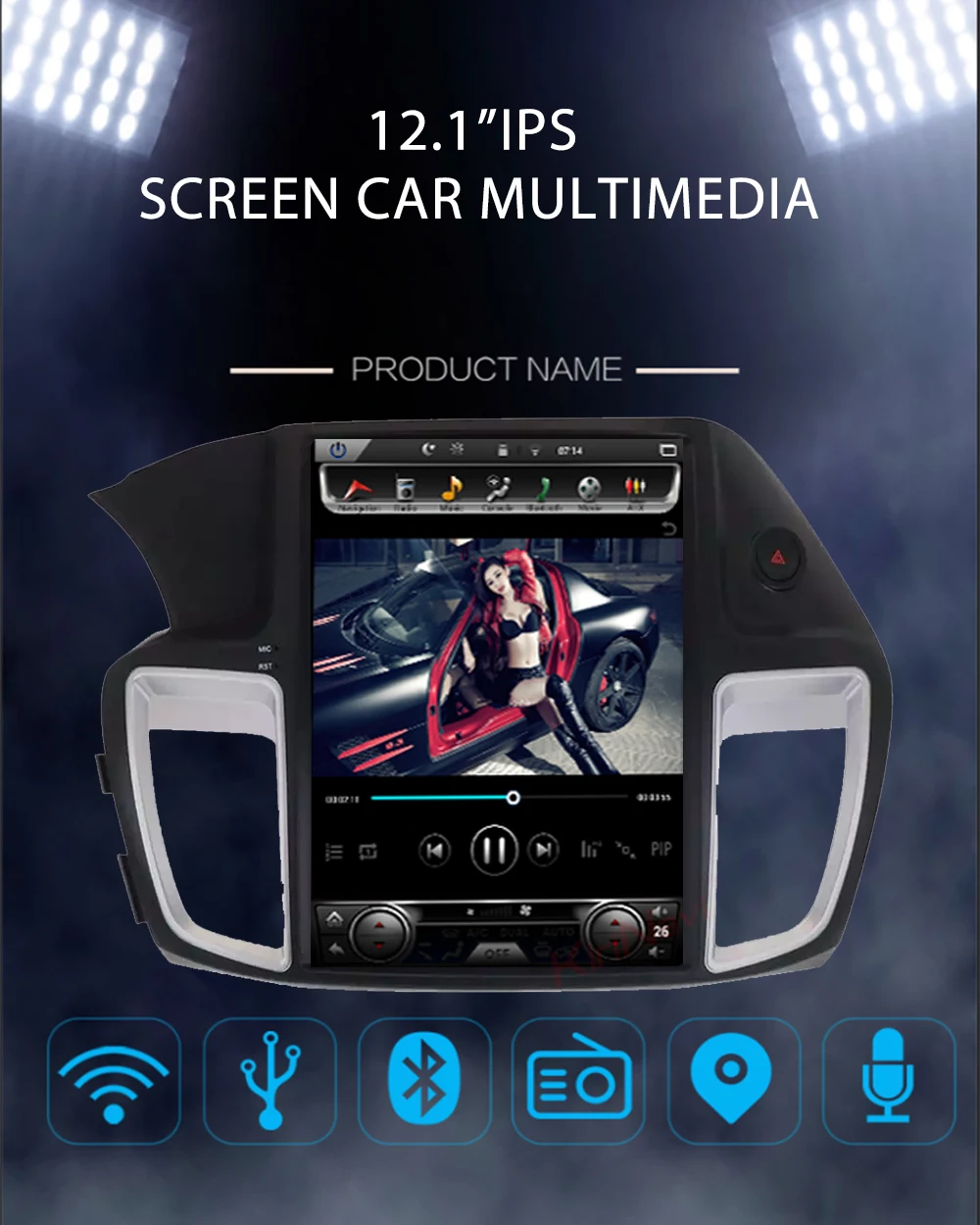 Top KiriNavi 12.1" 1 Din Android 8.1 Car Radio For Honda Accord Car Dvd Multimedia Player Android Auto GPS Navigation 2014-2016 WIFI 0