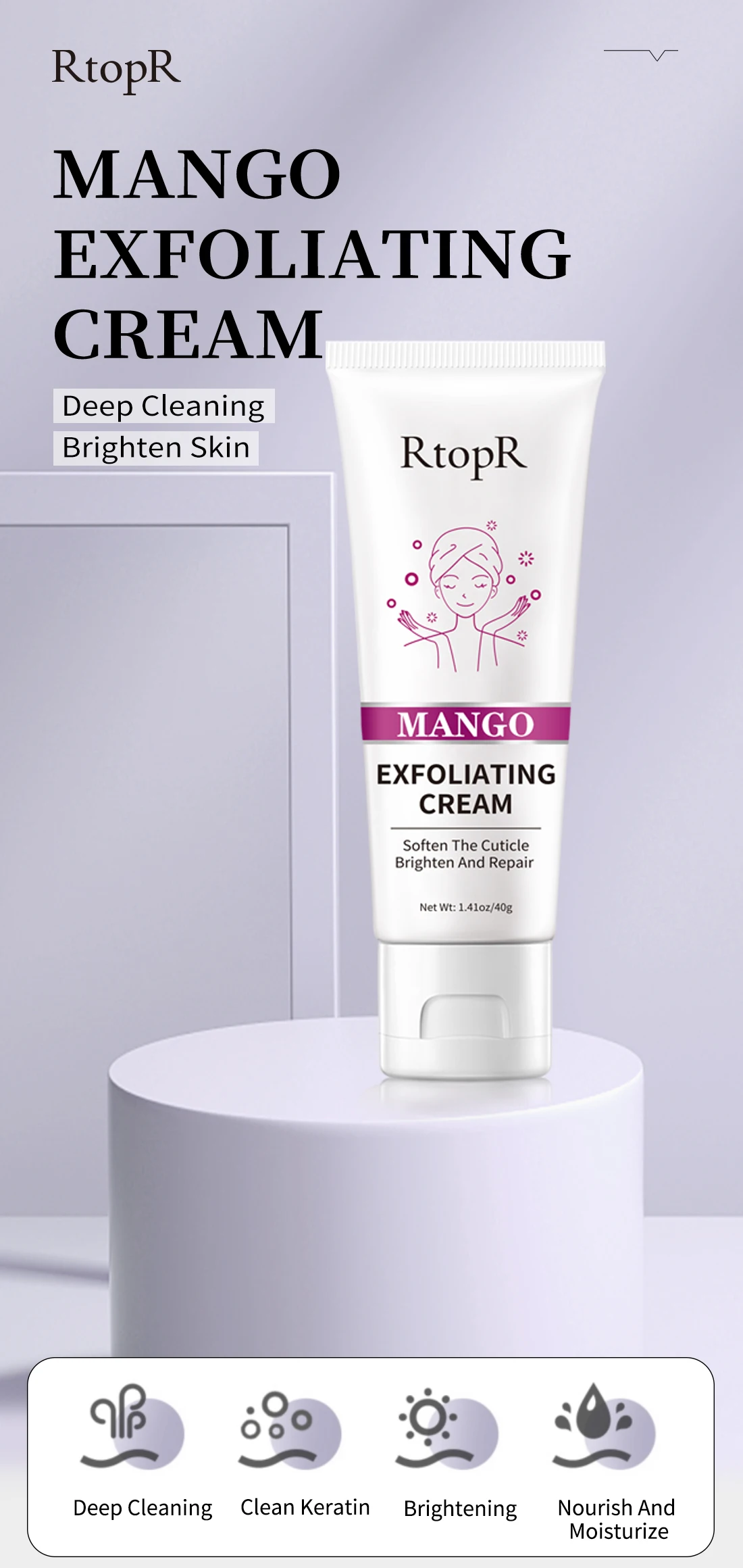 RtopR Mango Exfoliating Cream, Peeling Gel, Deep Cleansing Face