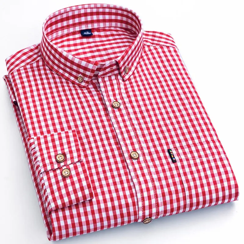 Kcoyster весенние мужские рубашки в клеточку с длинным рукавом Gingham повседневные рубашки для мужчин Slim Fit тонкие легкие в мелкую клетку мужская одежда