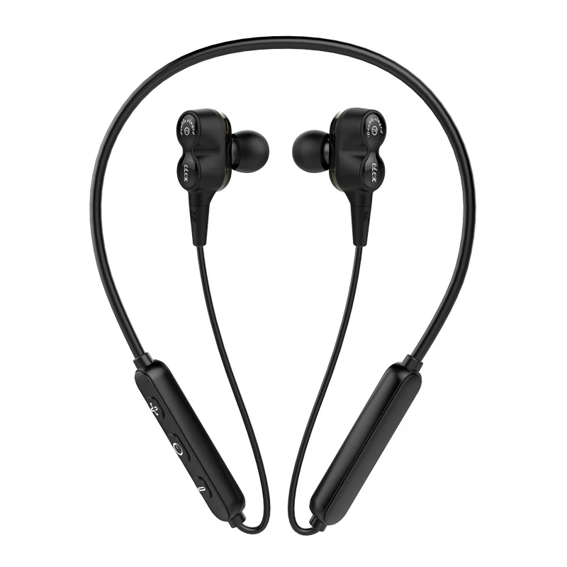 Двойной движущийся круг Bluetooth наушники Quad-caore беспроводные наушники игровая гарнитура Bluetooth наушники с микрофоном для huawei - Цвет: Черный