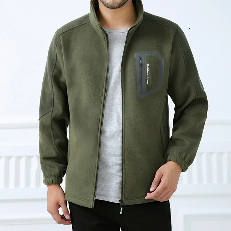 green 5XL Мужская Флисовая куртка для рыбалки, походов, спорта, ветронепроницаемая теплая куртка-кардиган на осень и зиму, Толстая теплая куртка с флисовой подкладкой - Цвет: green