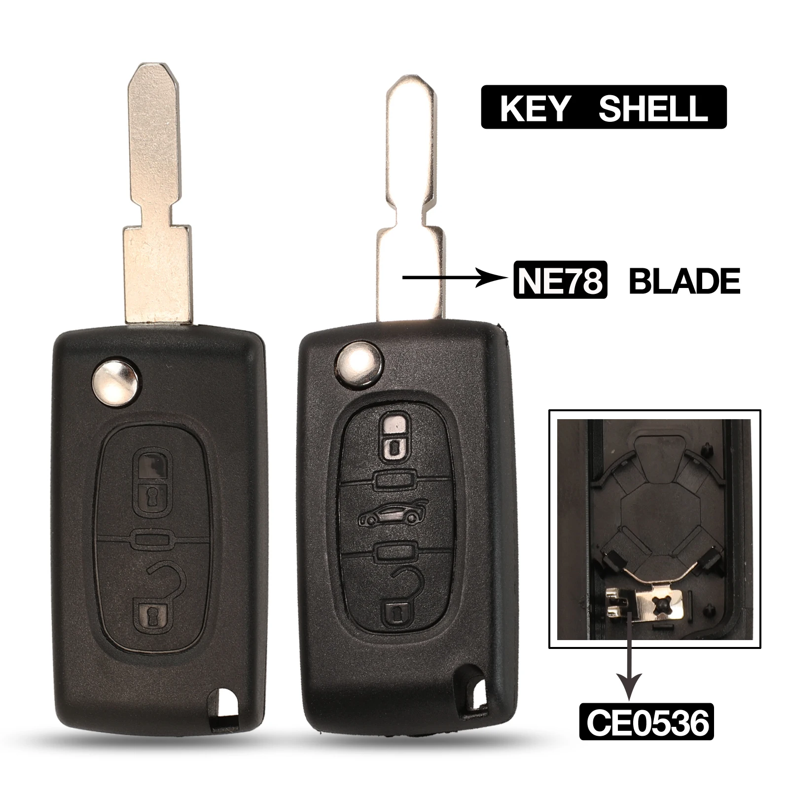 Jingyuqin 2/3 Pulsante Pieghevole Flip Remote Car Key Shell Case Fob Per Peugeot 406 607 Ce0536 Con Clip Batteria Ne78 Lama Sostituire