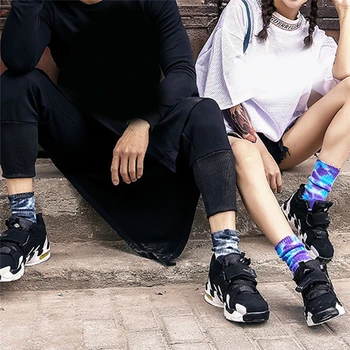 

2020 Cotton Skate Socks Men Women Sock Knee-high Funny Cycling Running Hiking Tie Dye Sox Harajuku Hip Hop Happy Socks