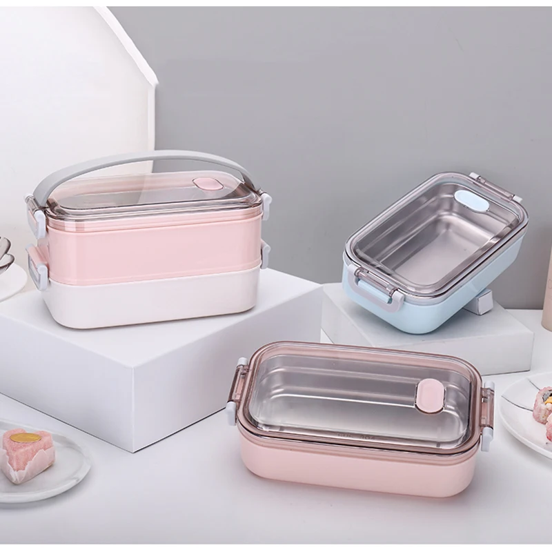 1/2 слой из нержавеющей стали Ланч-контейнеры Bento Box для взрослых и детей металлический Ланч-бокс с сумкой для обеда и мыть в посудомоечной машине