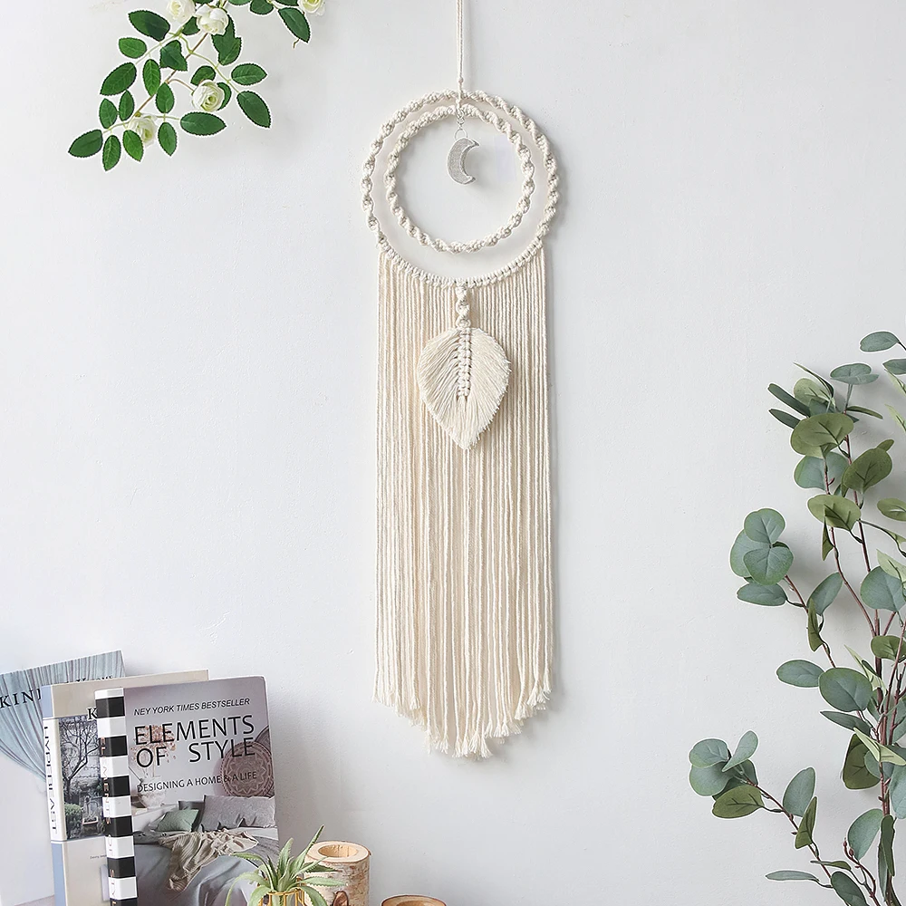 Boho Mond & Sun Dream Catcher Wohnkultur Handarbeit Gewebt Zimmer Dekoration für Kinder Zimmer Home Hochzeit Ornament Handwerk Geschenk – Detail 8