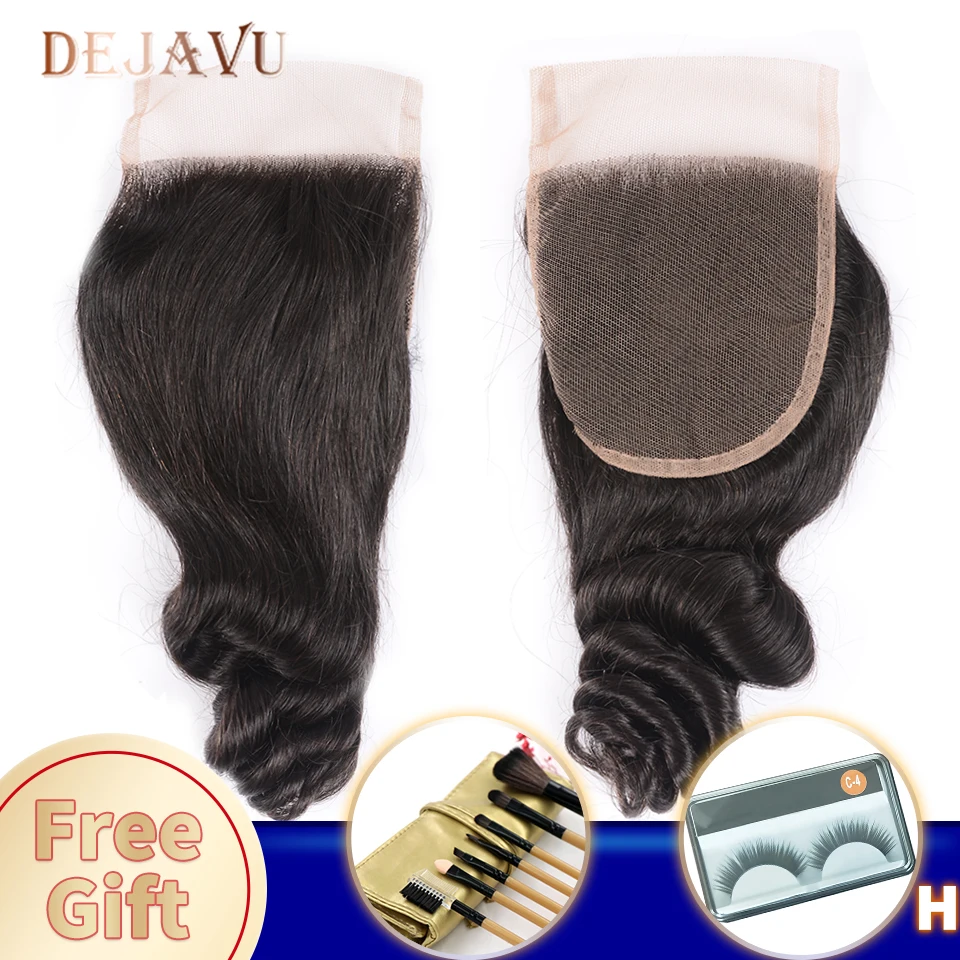 

Dejavu Loose Wave Closure Non-Remy 4x4 Middle Brown Lace Closure Brazilian Hair Preplucked Swiss Lace Closure Nature Color Pelo