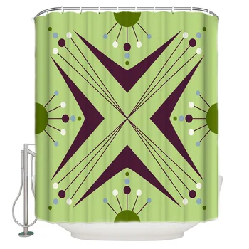 

Circle Triangle Arrow Atom Boomerang Green Pattern Shower Curtains Polyester Fabric Waterproof Bath Curtain