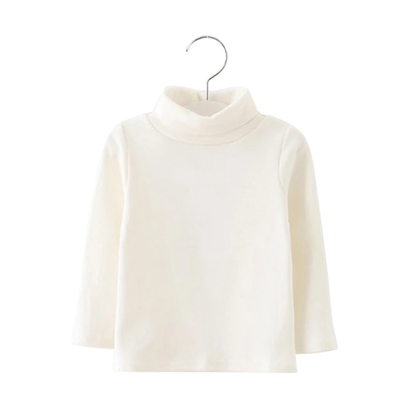 Baby Girls Long Sleeved High Neck T-shirt Basic Cotton Winter Autumn Tops High Quality