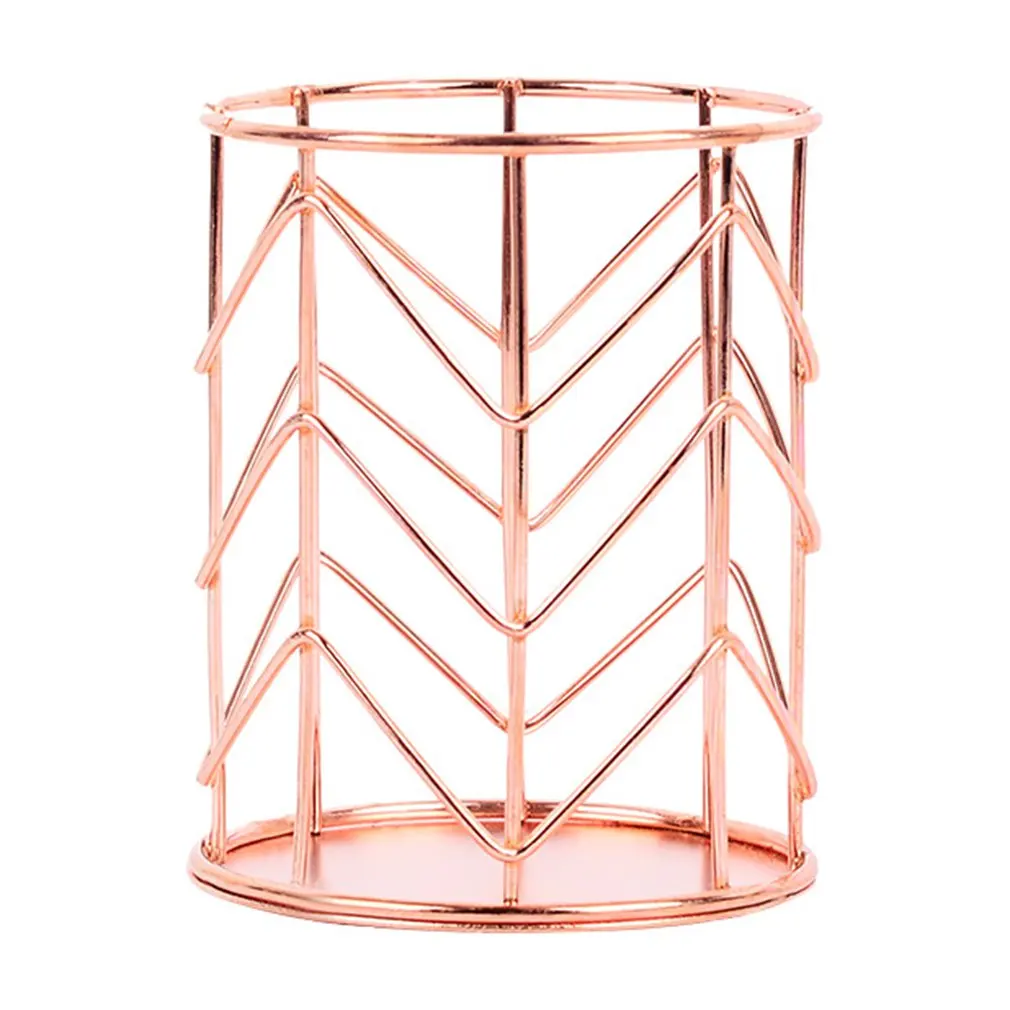

2020 New Hollow out Makeup Brush Pot Holder Organizer Iron Round Practical Pen Pencil Cup Stationery Container Storage