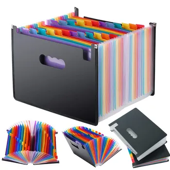 

13/24 Pockets Expanding File Folder Works Accordion Office A4 Document Organizer VJ-Drop