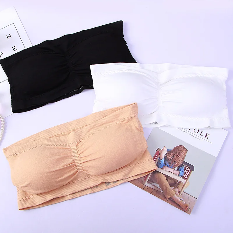

Lady's Sexy Strapless Crop Top Bra Bandeau Boob Tube Brassiere Summer Breathable Mesh Invisible Strapless Chest Wraps Tube Tops