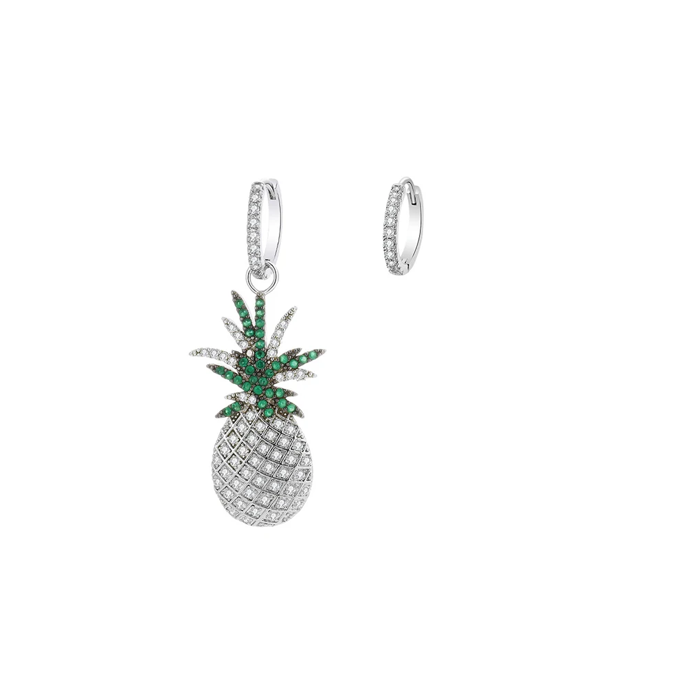 Silver Красочные модные серьги-висячие серьги с фианитом в виде ананаса для женщин элегантные богемные массивные серьги женские ювелирные изделия Bijoux - Окраска металла: Silver