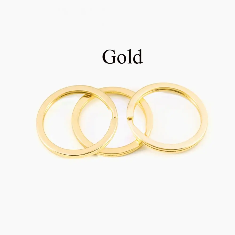 Gold 10 шт./лот, 25, 28, 30 мм, золотое, серебряное, круглое кольцо для ключей, Llaveros, застежка, фурнитура для ключей, разъемное кольцо, покрытое кольцом для ключей, для изготовления ювелирных изделий - Цвет: Gold