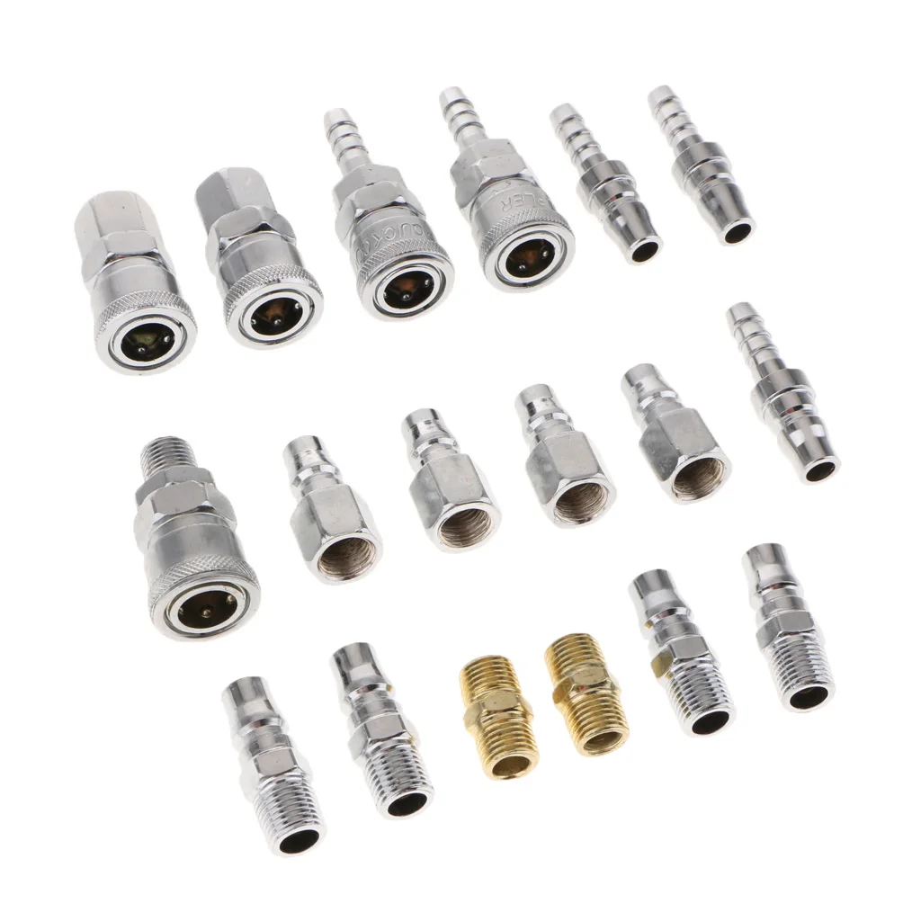 18 Pcs. Universal Compressed Air Coupling Plug Nipple Quick Coupling Hose Connection