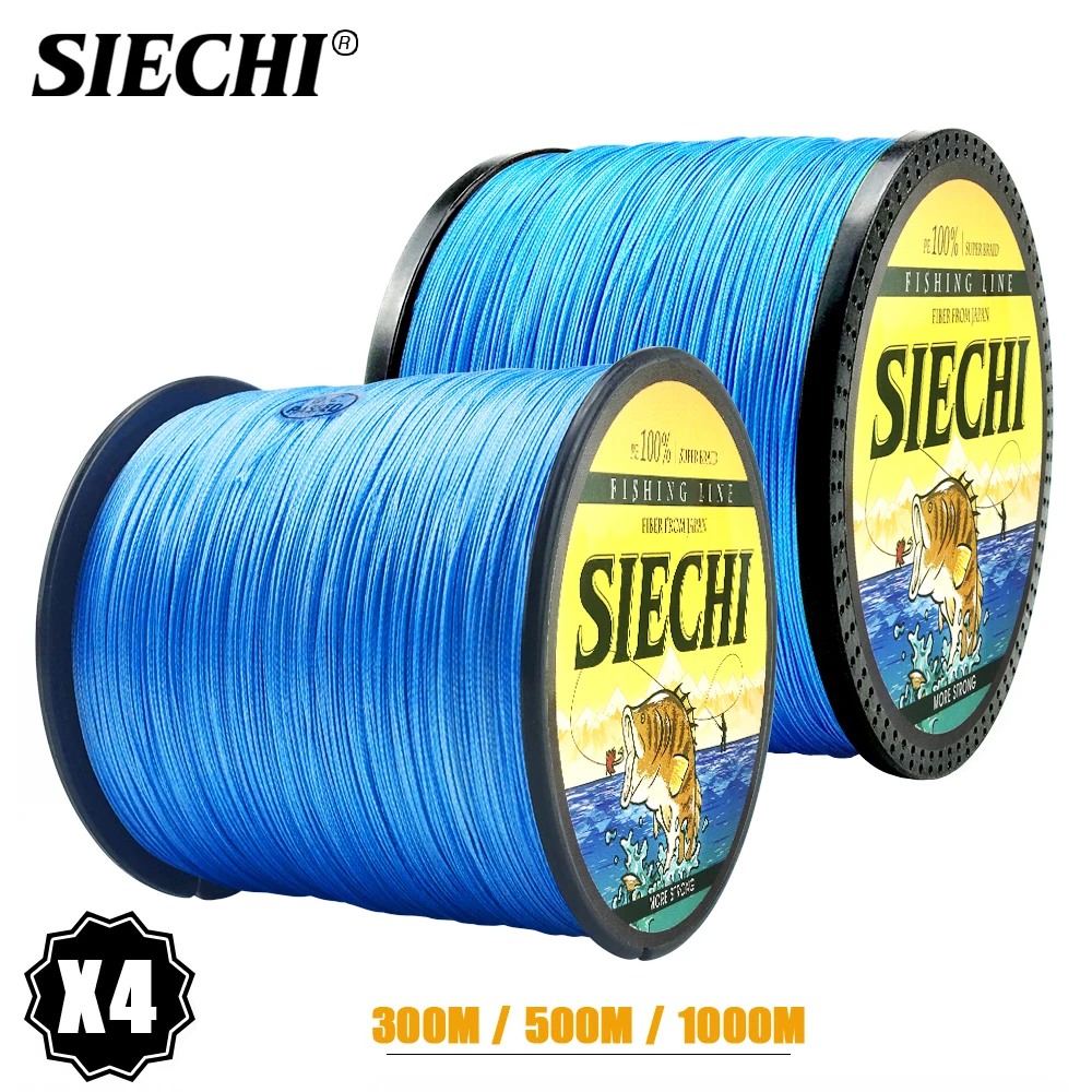 

SIECHI 2020 4 Strands 300M 500M 1000M PE Braided Fishing Line Super power multifilament Blue Fishing Cord Pesca