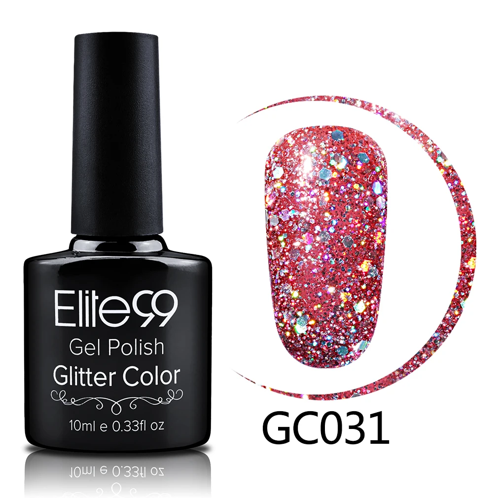 GC031 Elite99 10 мл Блестящий Перманентный лак для ногтей легко замачивается верхнее Базовое покрытие Гель-лак УФ светодиодная лампа машина Гибридный гвоздь лак - Цвет: GC031