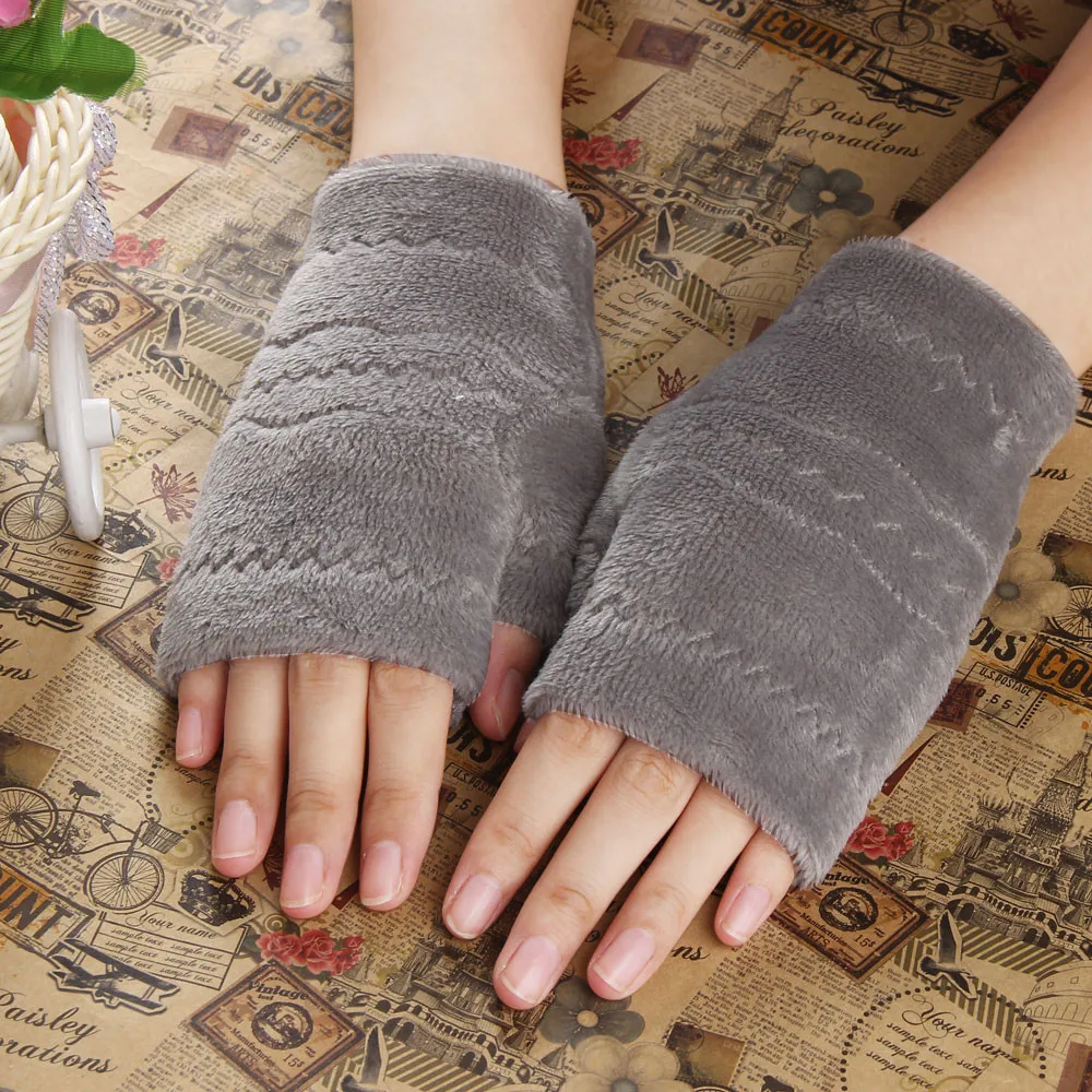 Winter gloves women Soft Polar Fleece Warm Gloves Women Keyboard Leak Half Finger Gloves Hand Warmer Mittens Girls Mitts 10