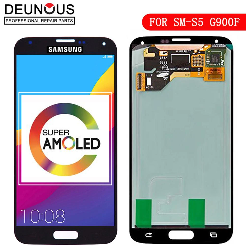 Супер AMOLED lcd S для Samsung Galaxy S5 I9600 G900 G900A G900F ЖК-дисплей сенсорный экран в сборе Замена кнопки «домой» наклейка