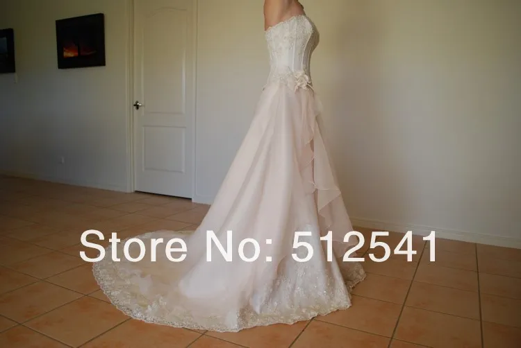 Модное платье без бретелей de mariee Bones Flower vestido de noiva с бусинами и кружевной аппликацией, а-силуэт, свадебные платья, свадебные платья