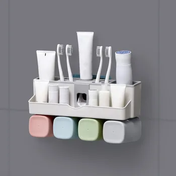 

New New Japanese-style Simple Automatic toothpaste Shelf Suction Wall Lazy Toothbrush Holder Creative Bathroom Toothbrush Holder