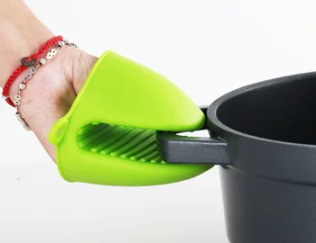 

500pcs/lot Cozinha Dishes Silicone Gloves Oven Heat Insulated Finger Gloves Cooking Microwave Non-slip Gripper Pot Holder